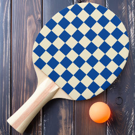 Raquete De Ping Pong Azul Marinho e Creme Xadrez