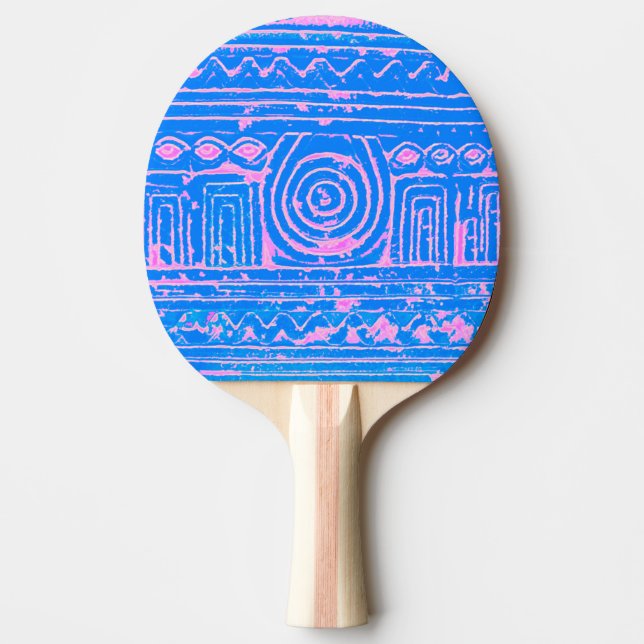 Raquete De Ping Pong Azul Mesopotâmico Sumeriano Antigo (Frente)