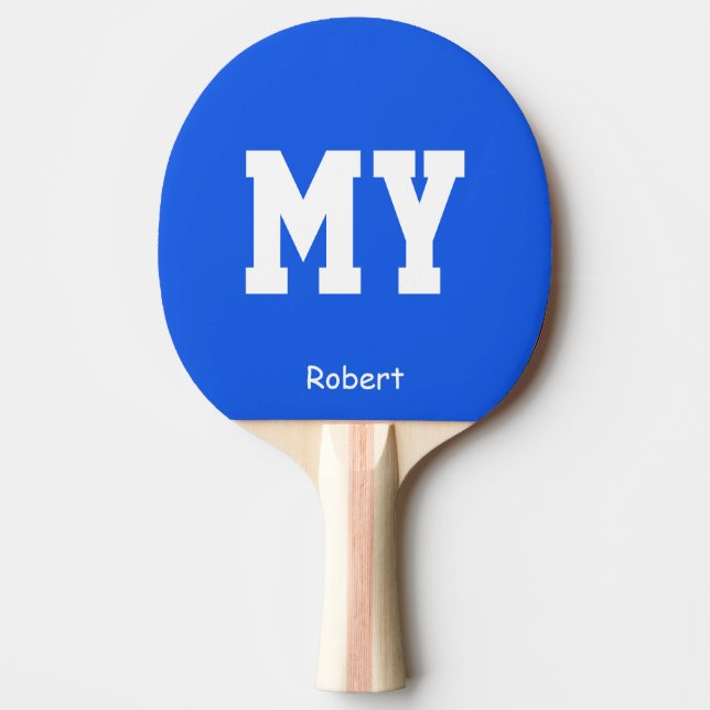 Raquete De Ping Pong Azul Meu Nome Personalizado (Frente)