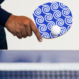 Raquete De Ping Pong Azul Padrão de Ondas Chave Meander Grego