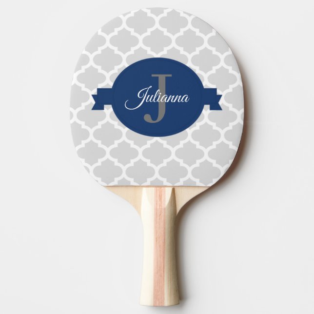 Raquete De Ping Pong Azul Quatrefoil Personalizado (Frente)