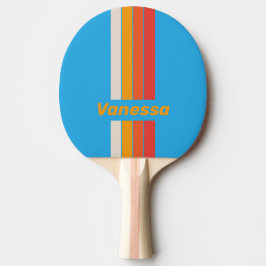 Raquete De Ping Pong Azul Surf Desbotado com Listras de Pino e Nome