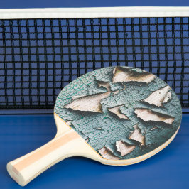 Raquete De Ping Pong Azul verde claro antigo descascado pintura madeira