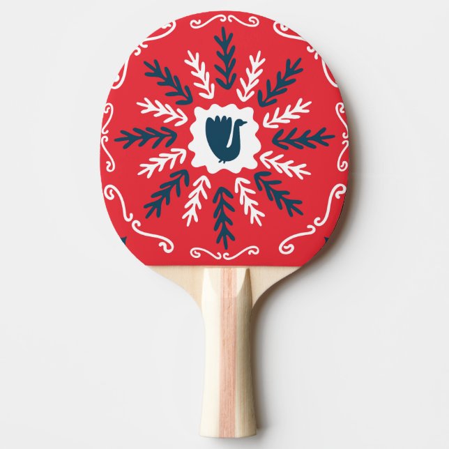 Raquete De Ping Pong Azulejo de Natal Folk Doodle Art (Frente)