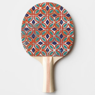 Raquete De Ping Pong Azulejos geométricos: origem étnica vintage.