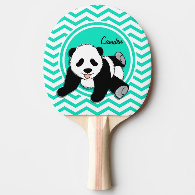 Raquete De Ping Pong Baby Panda; Aqua Green Chevron (Frente)