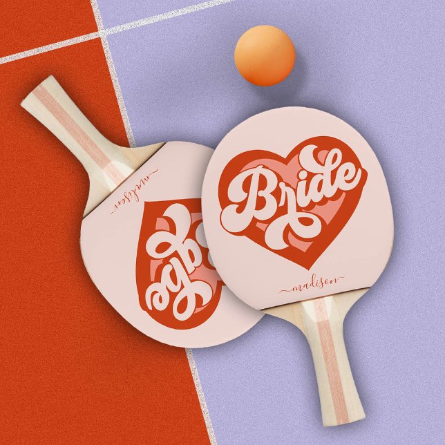Raquete De Ping Pong Bachelorette Bride Babe Tribe Squad Heart (Criador carregado)