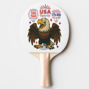 Raquete De Ping Pong Bald Eagle com Fireworks - EUA 250 Anos 1776-2026