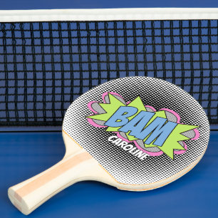 Raquete De Ping Pong BAM de Estilo de Arte de Pop do Livro de Imagens d