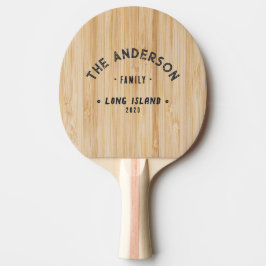 Raquete De Ping Pong Bambu Branco Antigo Nome de Família à Beira-Mar