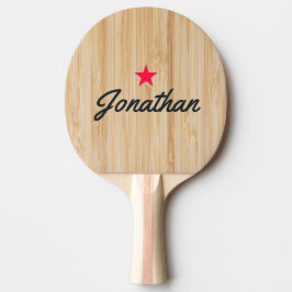 Raquete De Ping Pong Bambu Branco Assinatura Estrela Vintage