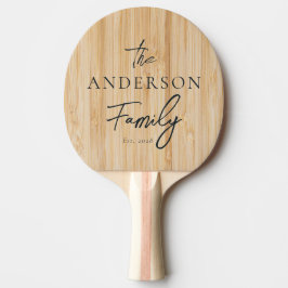 Raquete De Ping Pong Bambu Branco Nome de Família Escrito à Mão