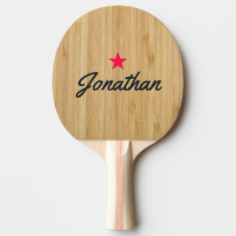 Raquete De Ping Pong Bambu Escuro Assinatura Estrela Vintage
