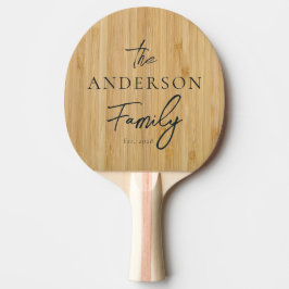 Raquete De Ping Pong Bambu Escuro Nome de Família Escrito à Mão