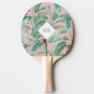 Raquete De Ping Pong Banana Tropical Cor-de-Água Rosa Deixa Monograma