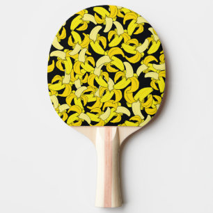 Raquete De Ping Pong Bananas Amarelas Vintage: Fundo Negro