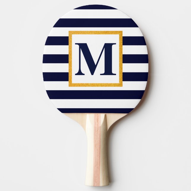 Raquete De Ping Pong Bandas brancas e azuis (Frente)