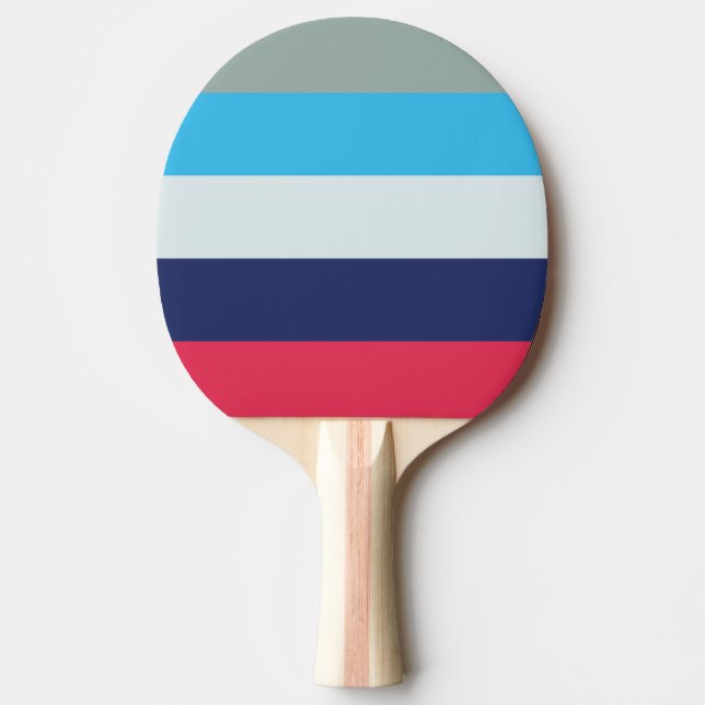 Raquete De Ping Pong Bandas De Azul E Borgonha (Frente)