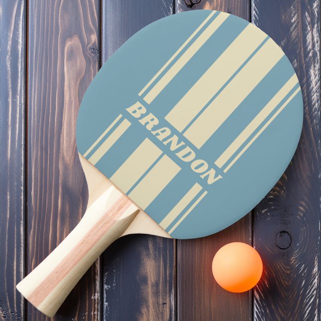 Raquete De Ping Pong Bandas de Conselho do Oceano Retro com Nome (Criador carregado)