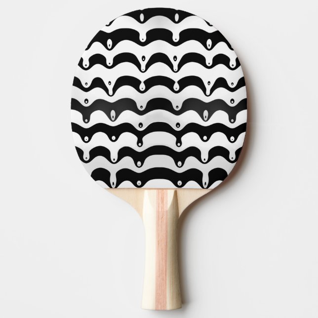 Raquete De Ping Pong Bandas de Zebra Pretas e Brancas (Frente)