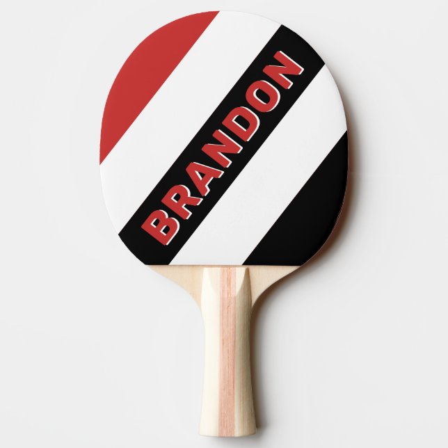 Raquete De Ping Pong Bandas de Zebra Urbana Retroativas com Nome (Verso)