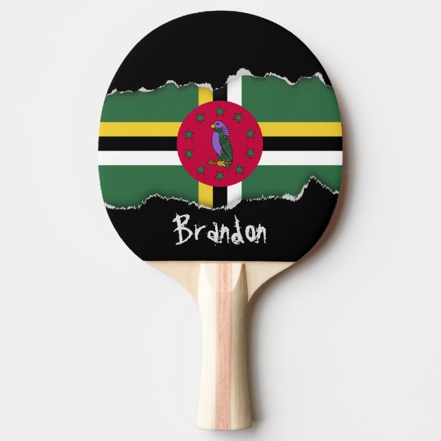 Raquete De Ping Pong Bandeira da Domínica (Frente)