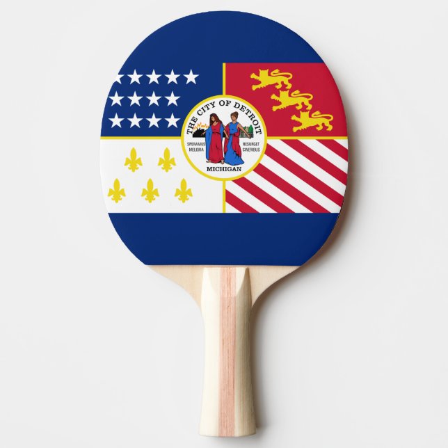 Raquete De Ping Pong Bandeira de Detroit, Michigan Ping Pong Paddle (Frente)