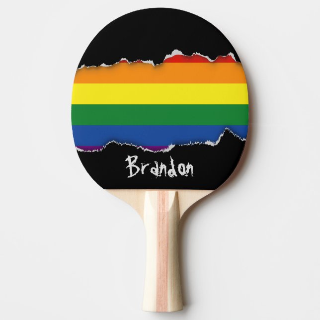 Raquete De Ping Pong Bandeira do arco-íris do orgulho gay (Frente)