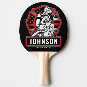 Raquete De Ping Pong Bandeira Patriótica do Bombeiro Personalizado