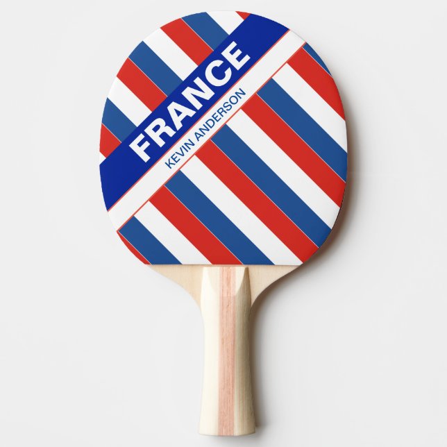 Raquete De Ping Pong Bandeira Patriótica Francesa Personalizada (Frente)