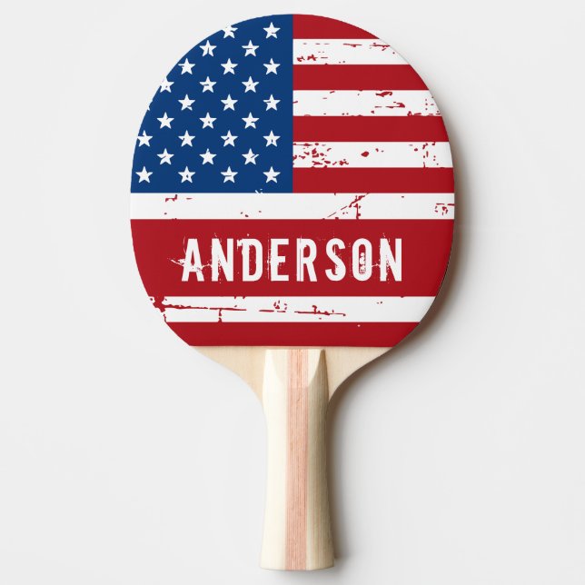 Raquete De Ping Pong Bandeiras Americanas - Estrelas Patrióticas Person (Frente)