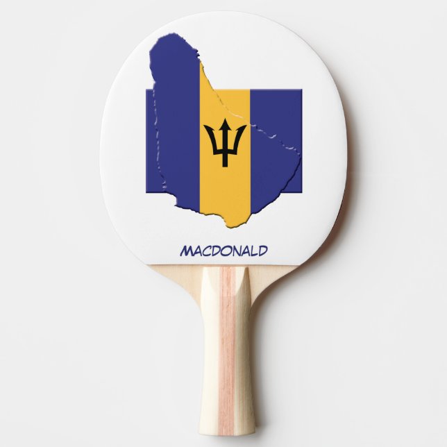 Raquete De Ping Pong BARBADOS FLAG & MAP Personalizados (Frente)