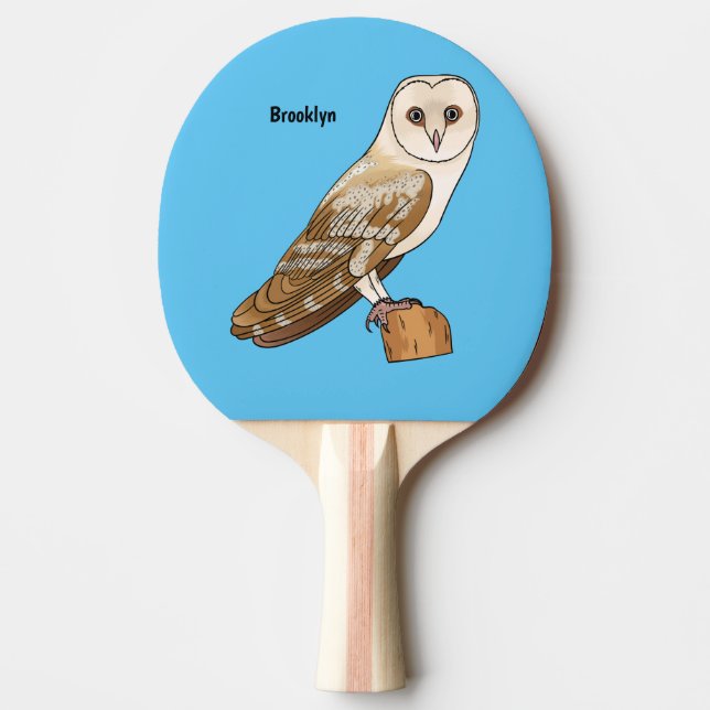 Raquete De Ping Pong Barn owl bird cartoon illustration   (Frente)