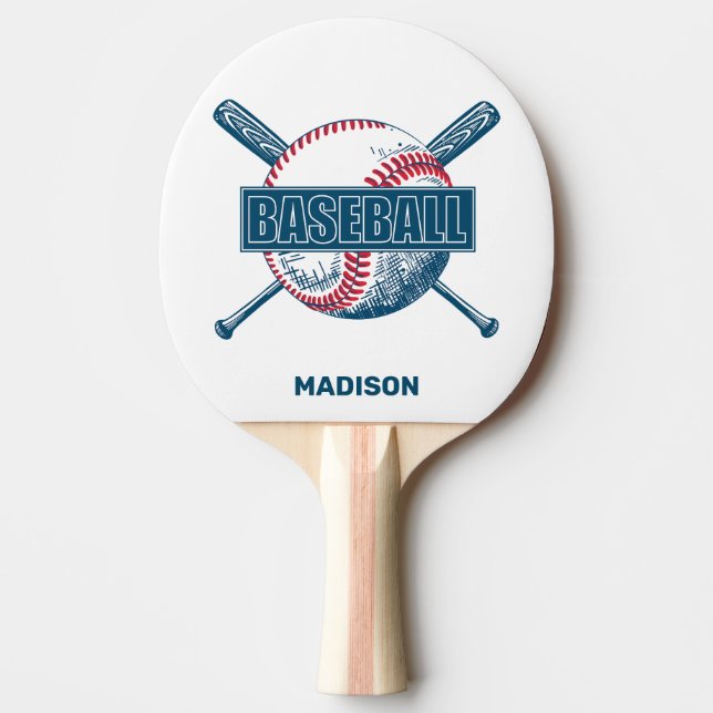 Raquete De Ping Pong Baseball de nome personalizado (Frente)