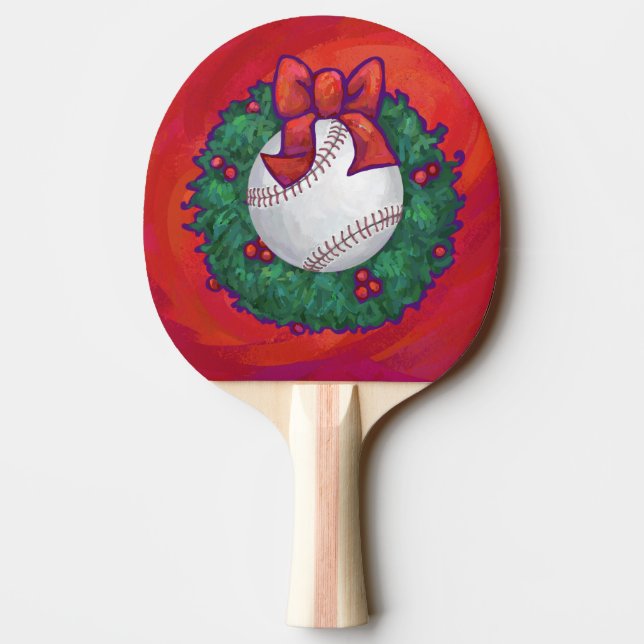 Raquete De Ping Pong Baseball em Wreath em Vermelho (Verso)