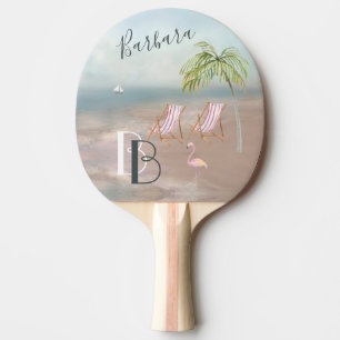 Raquete De Ping Pong Beach Sand Ocean Palm Tropical
