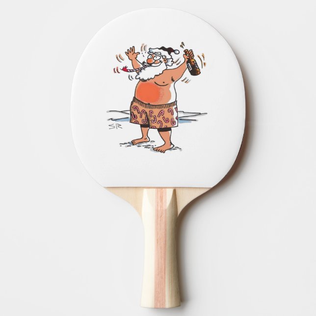 Raquete De Ping Pong Bebado Papai noel pingue-pongue (Frente)