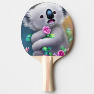 Raquete De Ping Pong Bebê Adorável Urso Koala com Flores