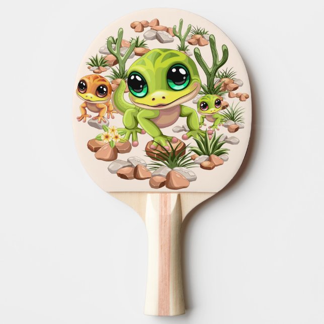 Raquete De Ping Pong Bebê Geckos Personagens de desenho animados (Frente)