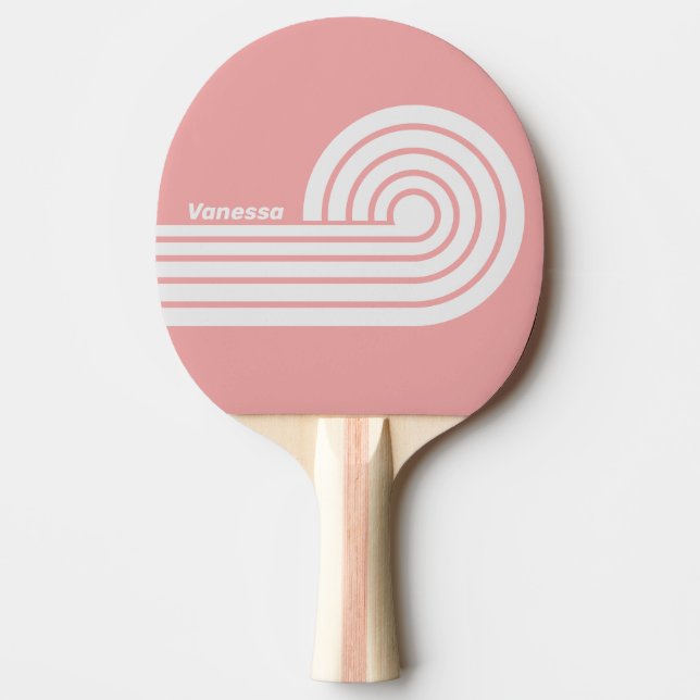 Raquete De Ping Pong Beijo Retro Faixa Ondulada Dupla com Nome (Frente)