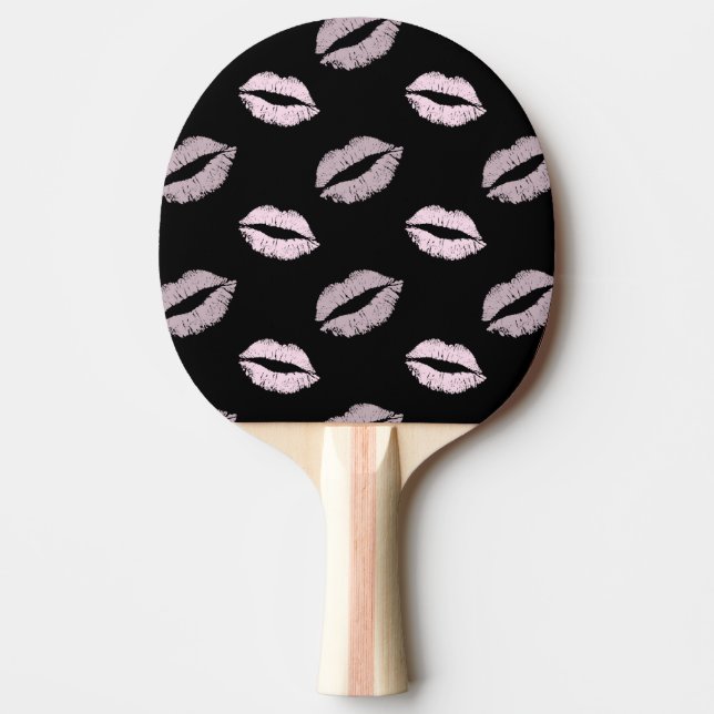 Raquete De Ping Pong Beijos Rosa Prateados (Frente)