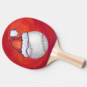 Raquete De Ping Pong Beisebol com Papai Noel em Vermelho