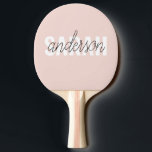 Raquete De Ping Pong Beleza Rosa Moderna Pastel Personalizada Seu Nome<br><div class="desc">Beleza Rosa Moderna Pastel Personalizada Seu Nome</div>