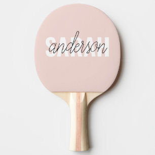 Raquete De Ping Pong Beleza Rosa Moderna Pastel Personalizada Seu Nome