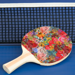 Raquete De Ping Pong Belo e brilhante padrão Abstrato floral colorido