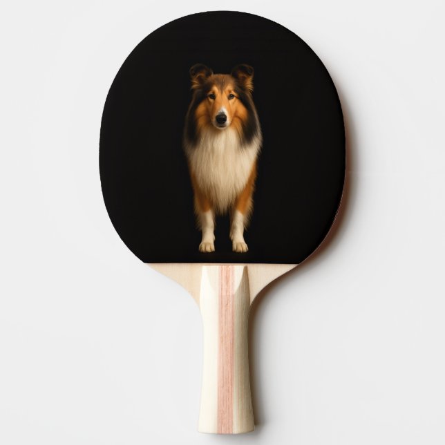 Raquete De Ping Pong Black 4 Luxe ping pong paddle, Loyal Collie Dog (Verso)