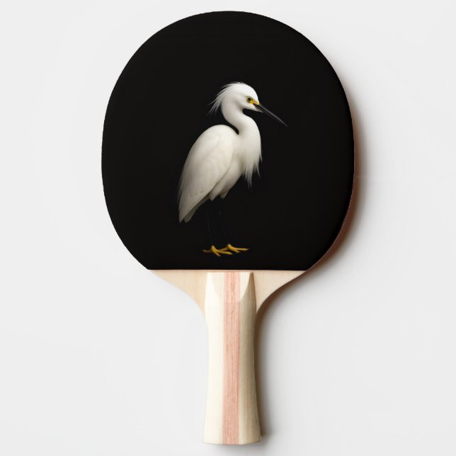 Raquete De Ping Pong Black 4 Luxe ping pong paddle, Snowy Egret (Verso)