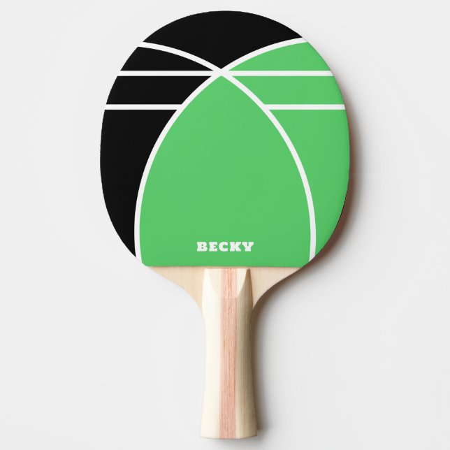 Raquete De Ping Pong Black and Bright Green Personalized (Frente)