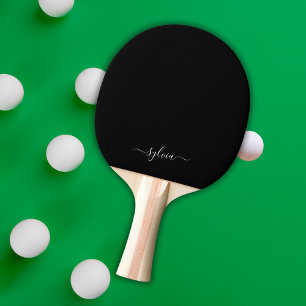 Raquete De Ping Pong Black Modern Girly Monographic Name