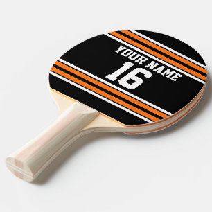 Raquete De Ping Pong Black with Orange White Stripes Team Jersey